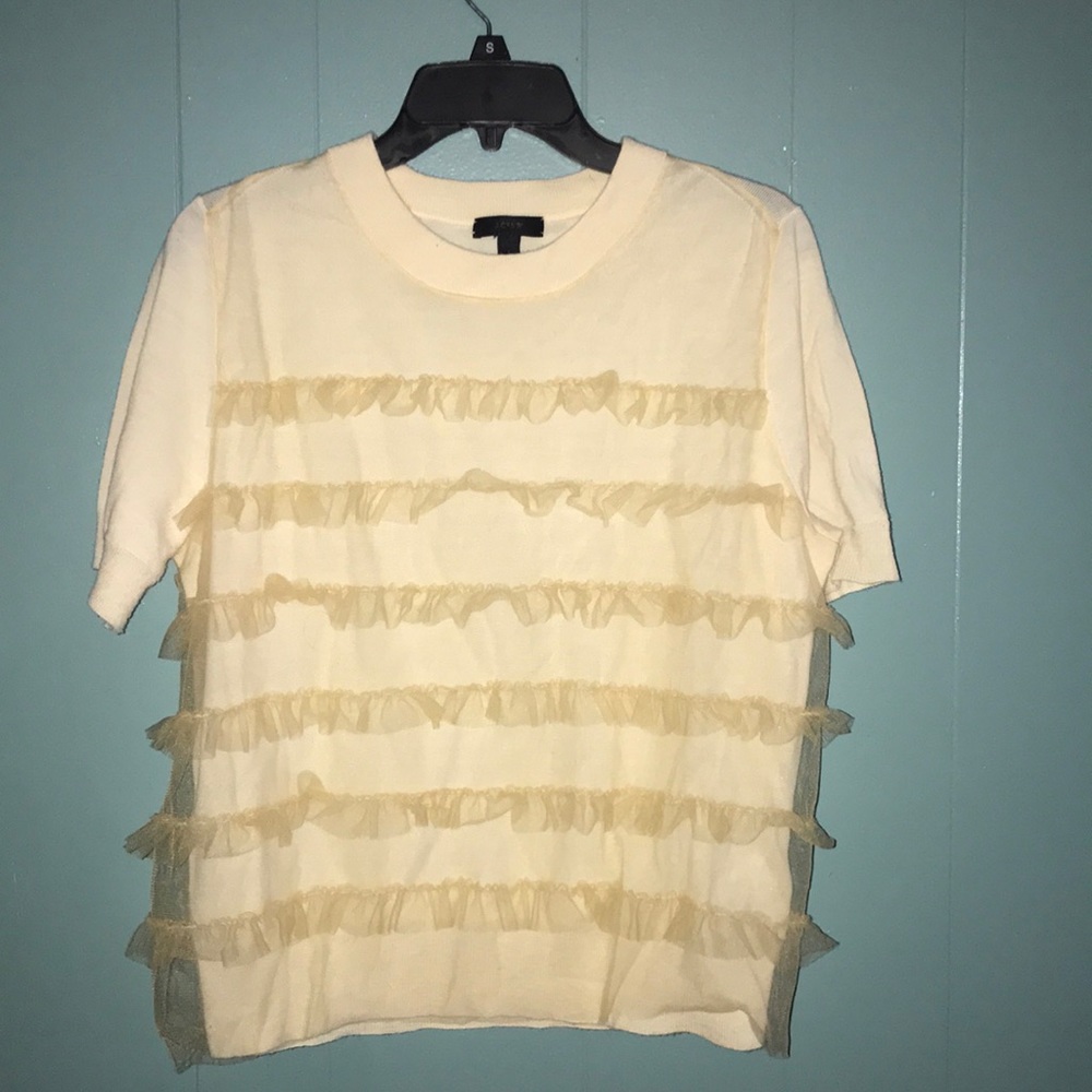 EUC J Crew ruffle front sweater